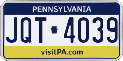 PA license plate JQT4039