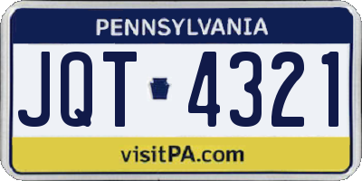 PA license plate JQT4321