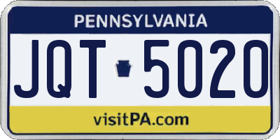 PA license plate JQT5020