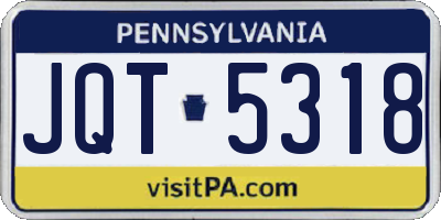 PA license plate JQT5318