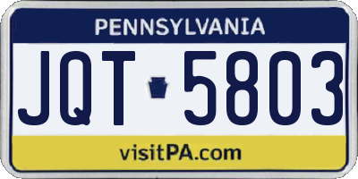 PA license plate JQT5803