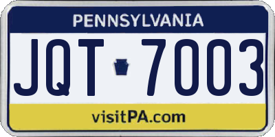 PA license plate JQT7003