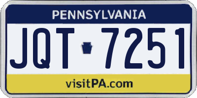 PA license plate JQT7251