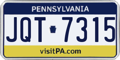 PA license plate JQT7315