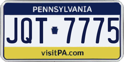 PA license plate JQT7775