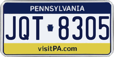 PA license plate JQT8305