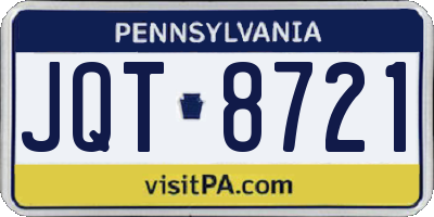 PA license plate JQT8721