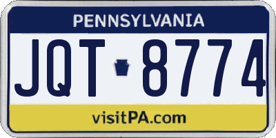 PA license plate JQT8774