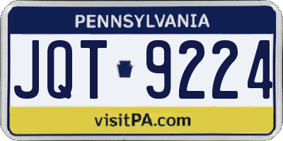 PA license plate JQT9224
