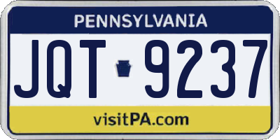 PA license plate JQT9237