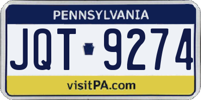 PA license plate JQT9274