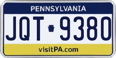 PA license plate JQT9380