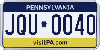 PA license plate JQU0040