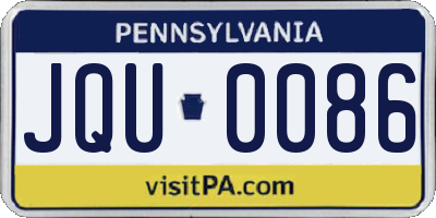 PA license plate JQU0086