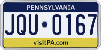 PA license plate JQU0167