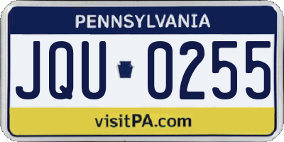 PA license plate JQU0255