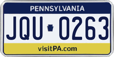 PA license plate JQU0263