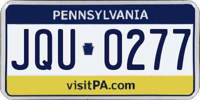 PA license plate JQU0277