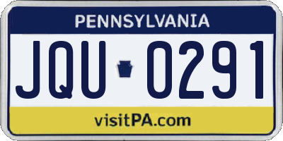 PA license plate JQU0291