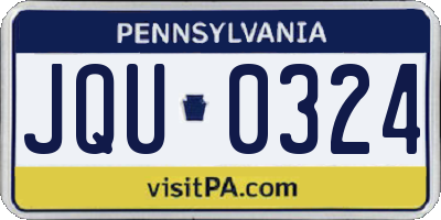 PA license plate JQU0324