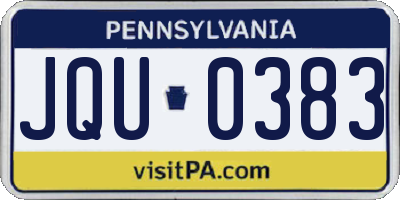 PA license plate JQU0383