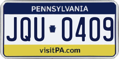 PA license plate JQU0409