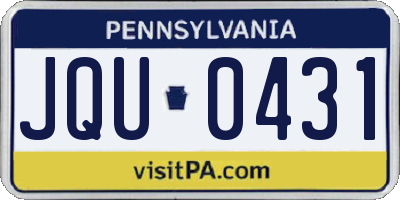 PA license plate JQU0431