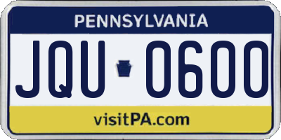 PA license plate JQU0600