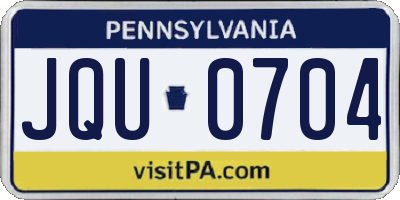 PA license plate JQU0704