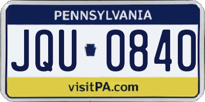 PA license plate JQU0840