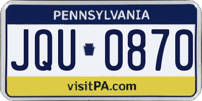 PA license plate JQU0870