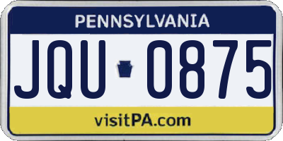 PA license plate JQU0875