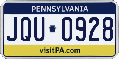 PA license plate JQU0928