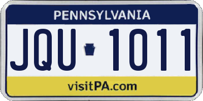 PA license plate JQU1011