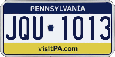 PA license plate JQU1013