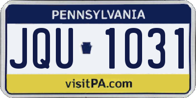 PA license plate JQU1031
