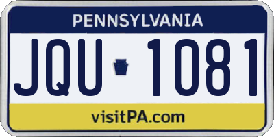 PA license plate JQU1081
