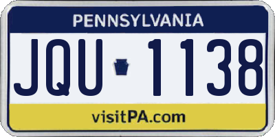 PA license plate JQU1138