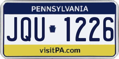 PA license plate JQU1226