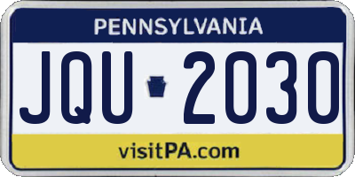 PA license plate JQU2030