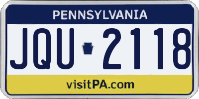 PA license plate JQU2118