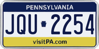 PA license plate JQU2254