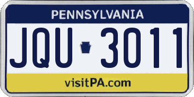 PA license plate JQU3011