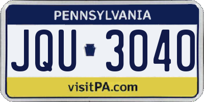 PA license plate JQU3040