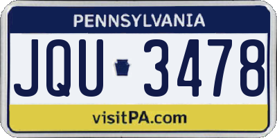 PA license plate JQU3478