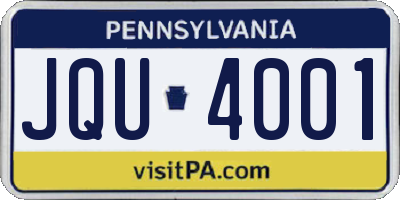 PA license plate JQU4001