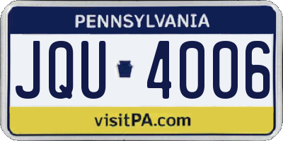 PA license plate JQU4006