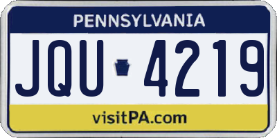 PA license plate JQU4219