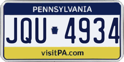 PA license plate JQU4934