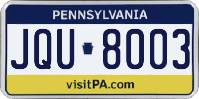 PA license plate JQU8003